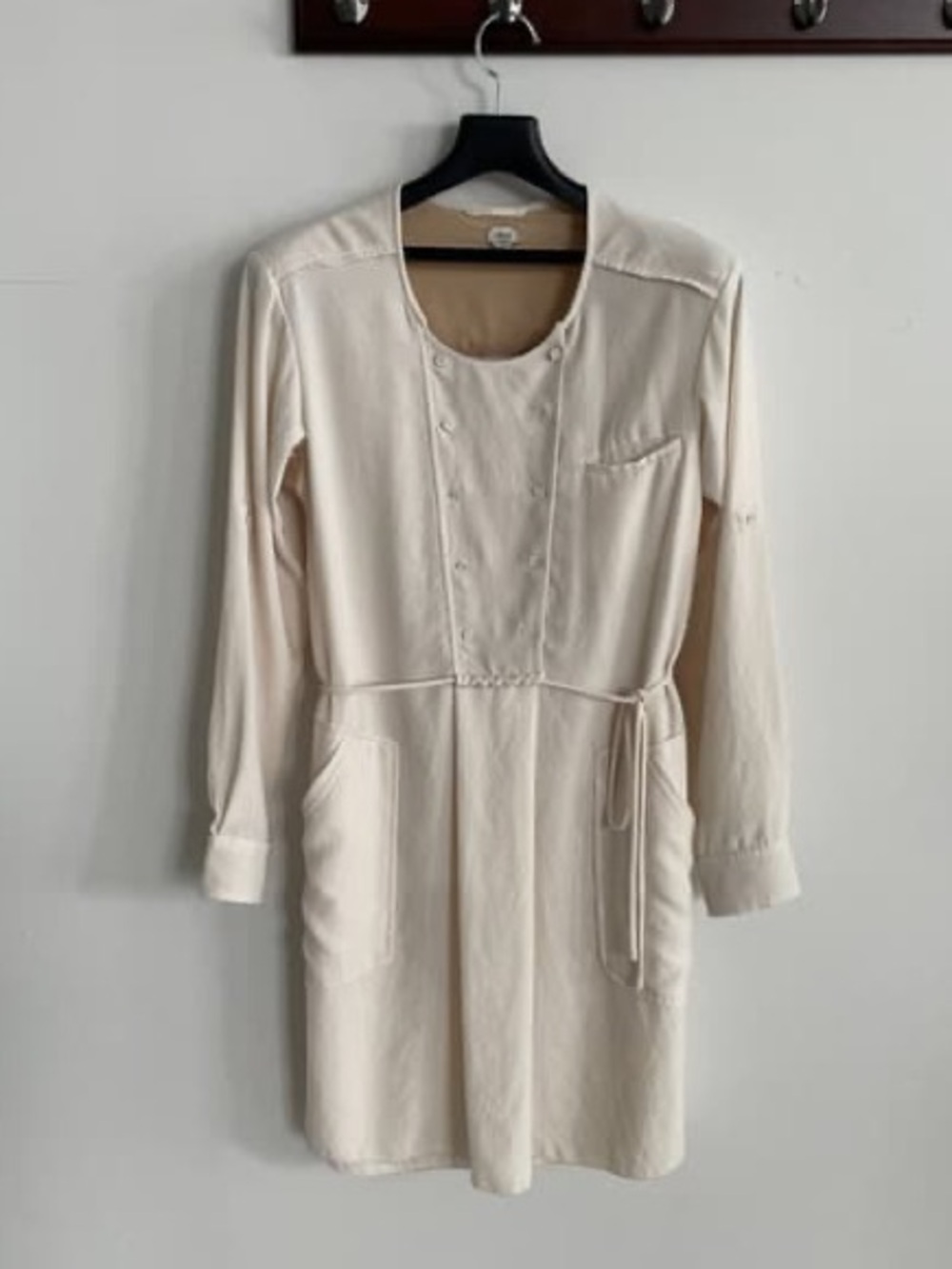 Wilfred Aritzia Cream Double Breasted Utility Shirt Dress Medium